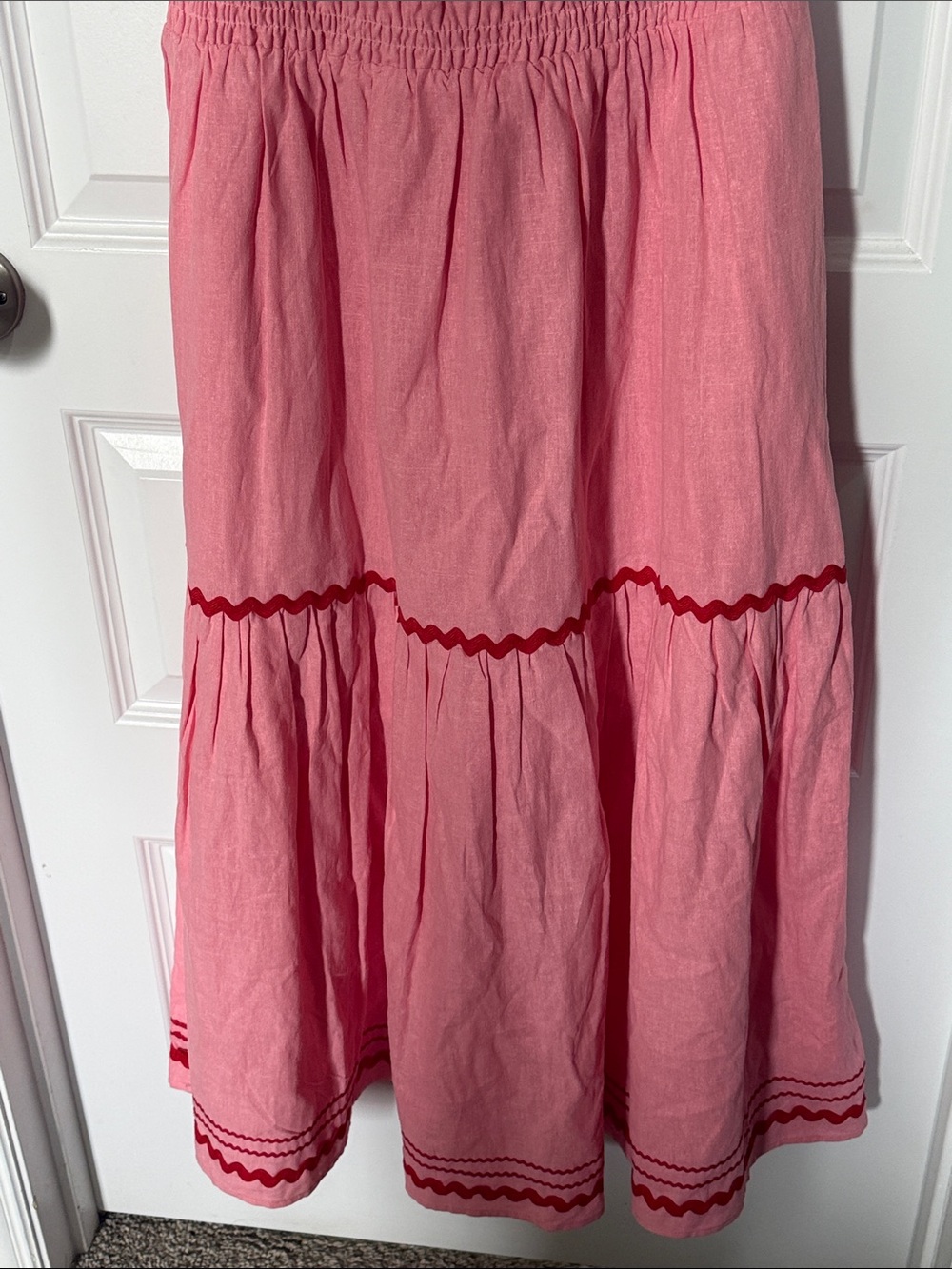 NWT English Factory Pink Maxi Sundress with Red Trim Sz Medium - Picture 6 of 9